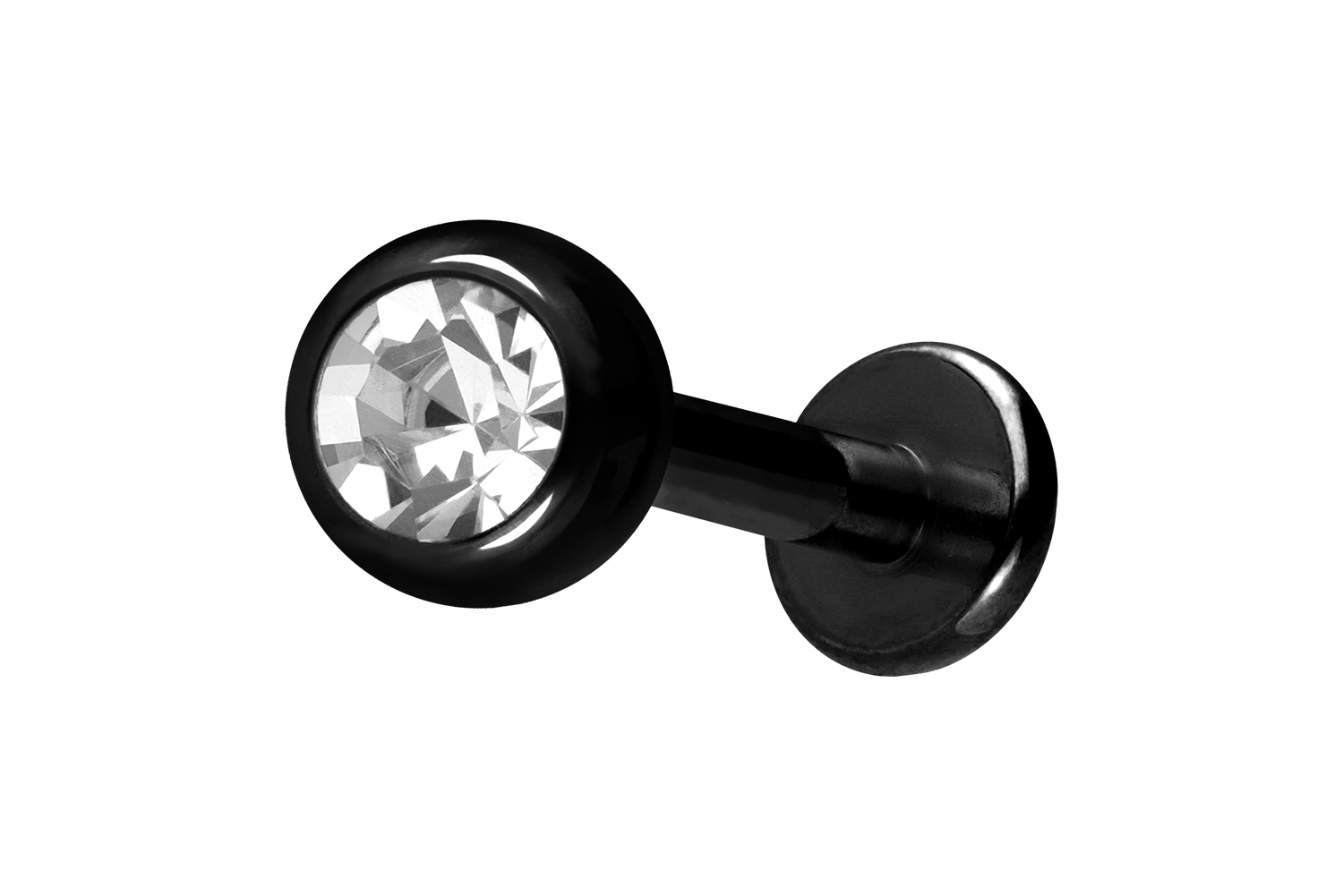 Titan Labret Piercing mit Innengewinde KRISTALL